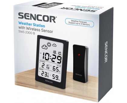 Метеостанція Sencor SWS2300B, внутр/зовн вимірювання, AAAx2+AAx2, темп-ра, вологість, час, чорний Метеостанція Sencor SWS2300B, внутр/зовн вимірювання, AAAx2+AAx2, темп-ра, вологість, час, чорний