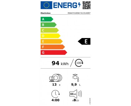 Посудомоечная машина Electrolux ESA47210SW, 13компл., E, 60см, дисплей, инвертор, белый Посудомоечная машина Electrolux ESA47210SW, 13компл., E, 60см, дисплей, инвертор, белый