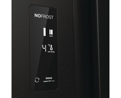 Холодильник SBS Gorenje NRR9185EABXLWD, 179х67х92см, 2 дв., 353(191)л, А++, NF+, Инв. , Зона св-ти, диспенсер, генератор льда, Внешн.диспл, черный