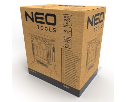 Камін електричний, декоративний Neo Tools 90-110, 30м кв, 1500Вт, керамічний нагрів. елемент (PTC), чорний