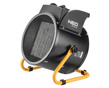 Тепловая пушка электрическая Neo Tools 90-064, 5кВт, 80м кв, 588м куб/ч, 380В, керамический нагревательный элемент (PTC), чёрный