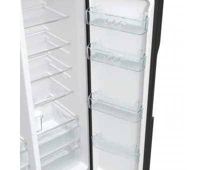 Холодильник SBS Gorenje NRR9185ESBXL, 179х70х92см, 2 дв., 376(190)л, А++, NF+, Инв. , Зона св-ти, диспенсер, генератор льда, Внешн.диспл, черный