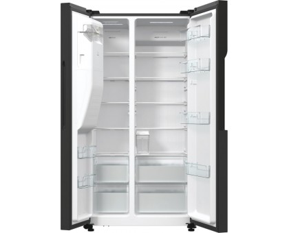 Холодильник SBS Gorenje NRR9185ESBXL, 179х70х92см, 2 дв., 376(190)л, А++, NF+, Инв. , Зона св-ти, диспенсер, генератор льда, Внешн.диспл, черный