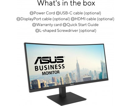 Монітор Asus 34" VA34VCPSR HDMI, DP, USB-C, 3xUSB, RJ-45, MM, VA, 3440x1440, 21:9, 100Hz, 4ms, CURVED, AdaptiveSync, HAS