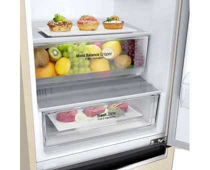 Холодильник LG GC-B509MEWM с нижн. мороз., 203x60х68, холод.отд.-277л, мороз.отд.-107л, 2дв., А++, NF, инв., диспл внешн., зона св-ти, бежевый Холодильник LG GC-B509MEWM с нижн. мороз., 203x60х68, холод.отд.-277л, мороз.отд.-107л, 2дв., А++, NF, инв., диспл внешн., зона св-ти, бежевый