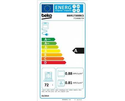 Духова шафа Beko BBIR17300BCS електрична, 72л, A, дисплей, конвекція, телескопічні направляючі, чорний Духова шафа Beko BBIR17300BCS електрична, 72л, A, дисплей, конвекція, телескопічні направляючі, чорний