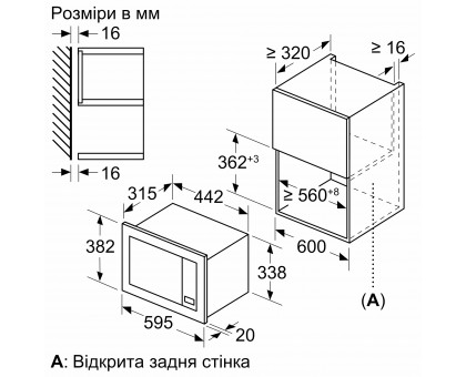 Мікрохвильова піч Bosch BFL623MC3 вбудована, 20л, електр. керув., 800Вт, дисплей, чорний Мікрохвильова піч Bosch BFL623MC3 вбудована, 20л, електр. керув., 800Вт, дисплей, чорний