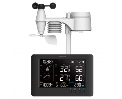 Метеостанция Sencor SWS10500WIFI, внутр/наруж измерение, от сети/CR2032x1+AAx3, темп-ра, влажность, время, прогноз погоды, атм. давление, скор. ветра, подкл. К WIFI, чёрный Метеостанция Sencor SWS10500WIFI, внутр/наруж измерение, от сети/CR2032x1+AAx3, темп-ра, влажность, время, прогноз погоды, атм. давление, скор. ветра, подкл. К WIFI, чёрный