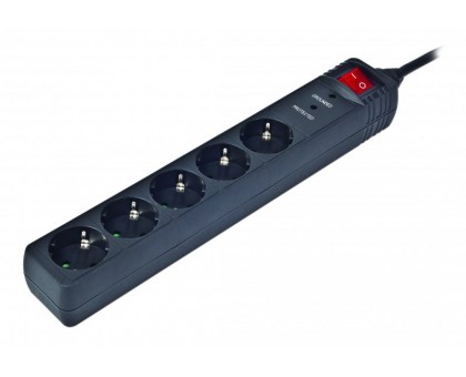 Сетевой фильтр Energenie SPG5-C-10, 3 м кабель, черного цвета, 5 розеток