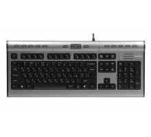 Клавиатура A4-Tech KL-7MUU-RUSB,серебристо-черная, + доп.USB 2.0, 17 горячих кН, f. Notebook slim 32см X-slim