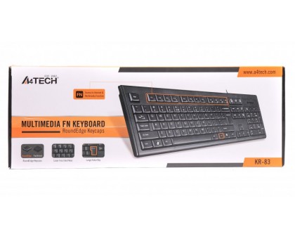 Клавіатура A4-Tech KR-83 USB, чорна, 104клав, Великий Enter Comfort Rounded Edge keyboard X-slim