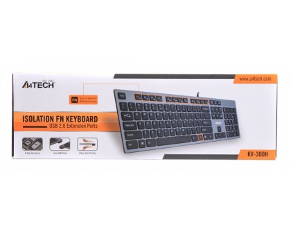 Клавіатура A4-Tech KV-300H USB, сіра,  X-Key + USB порт.