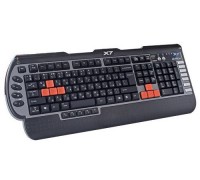 Клавиатура A4-Tech X7-G800V USB, черная, инновационная игровая, с доп клавишами, мультимедийная, USB порт выходы для наушников и микрофона. 4 Speed, водонепроницаемая 22hot keys