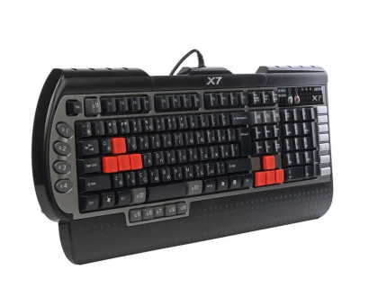 Клавіатура A4Tech X7-G800V USB, чорна, Інноваційна ігрова, з дод клавішами, мультимедійна, USB порт виходи для навушників і мікрофону. 4 Speed, водонепроникна 22hot keys