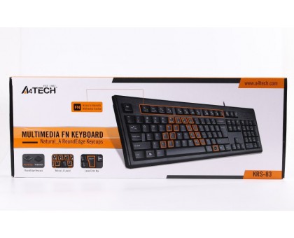 Клавіатура A4-Tech KRS-83 USB, чорна, 104клав, Великий Enter Comfort Rounded Edge keyboard X-slim