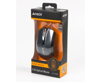 Мышь A4Tech G3-200N (Grey) USB V-Track, беспроводная, 1000dpi, серый цвет