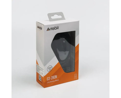 Миша A4Tech G3-280N (Glossy grey) USB V-Track  , бездротова, 1000dpi, чорна