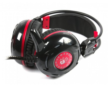 Навушники A4Tech Bloody G300 (Black+Red) ігрові з мікрофоном, неонове підсвічування, чорні
