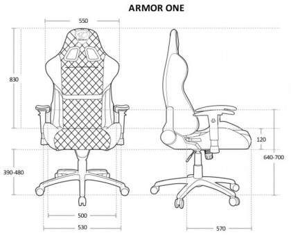 Кресло игровое ARMOR One, черный-оранж.