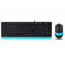 A4Tech Fstyler F1010, комплект дротовий клавіатура з мишою, USB, чорний+блакитний колір