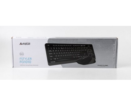 A4Tech Fstyler FG1010, комплект беспроводной клавиатуры с мышью, черный+серый цвет