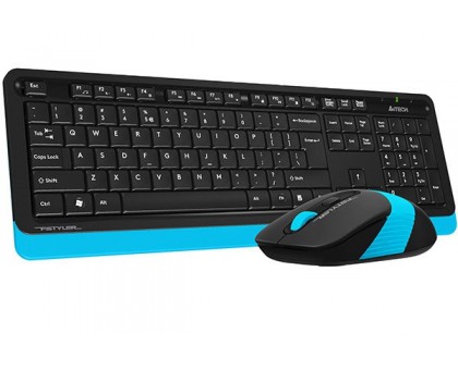 A4Tech Fstyler FG1010, комплект беспроводной клавиатуры с мышью, черный+голубой цвет