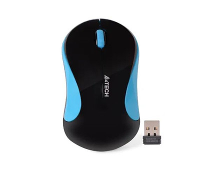 Мышь A4Tech G3-270N USB V-Track, беспроводная, 1000dpi, черный + голубой