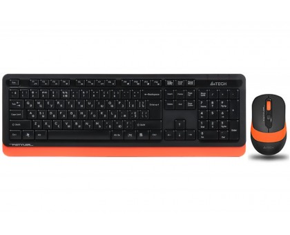 A4Tech Fstyler FG1010, комплект беспроводной клавиатуры с мышью, черный+оранжевый цвет