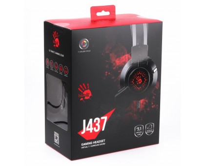Наушники игровые Bloody J437 с микрофоном, цвет черный, подсветка
