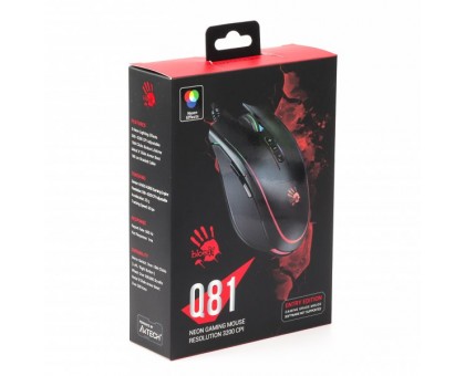 Миша ігрова A4-Tech Bloody Q81, чорна, з підсвічуванням Curve, USB