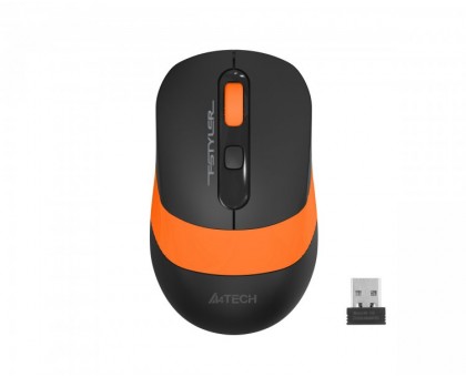 Миша бездротова A4Tech Fstyler FG10S (Orange),  безшумна, USB, колір чорний+помаранчевий