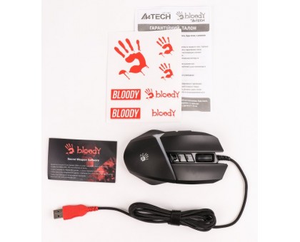 Миша ігрова A4Tech W60 Max Bloody (Stone black), активоване ПЗ Bloody, RGB, 10000 CPI, 50M натискань, чорний