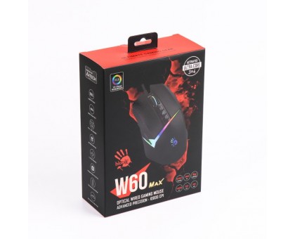 Мышь игровая A4Tech W60 Max Bloody (Stone black), активированное ПО Bloody, RGB, 10000 CPI, 50M нажатий, черный