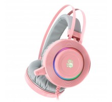 Гарнітура ігрова Bloody G521 (Pink) з мікрофоном, Hi Fi, 7.1 віртуальний звук, підсвічування 7 кольорів, USB рожеві