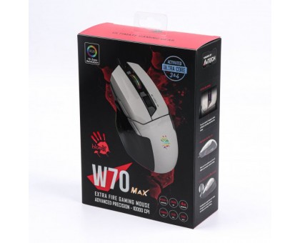 Миша ігрова A4Tech Bloody W70 Max (Panda White), RGB, 10000 CPI, 50M натискань, чорний + білий