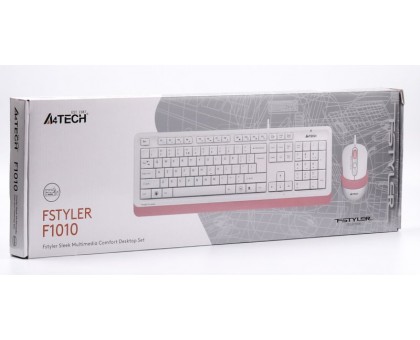 A4Tech Fstyler F1010, комплект дротовий клавіатура з мишою, USB, колір рожевий