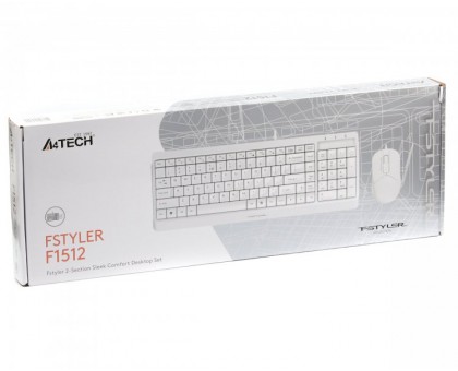 A4Tech Fstyler F1512 , комплект дротовий клавіатура з мишою, USB, білий колір