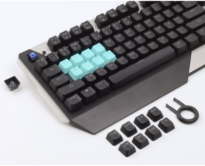 Игровая клавиатура A4Tech Bloody B865 LIGHT STRIKE, черная с голубыми и серыми вставками, голубые переключатели, подсветка клавиш, USB