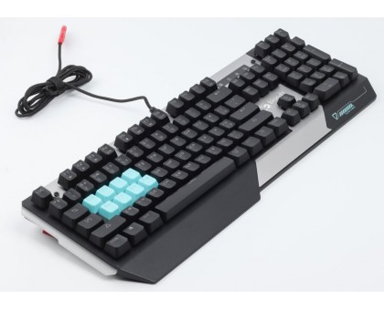 Игровая клавиатура A4Tech Bloody B865 LIGHT STRIKE, черная с голубыми и серыми вставками, красные переключатели, подсветка клавиш, USB