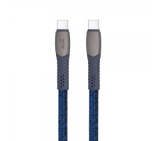 Кабель USB 2.0, PS6105 BL12, Type-C/Type-C, 3А, 60Вт, синий