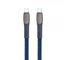 Кабель USB 2.0, PS6105 BL12, Type-C/Type-C, 3А, 60Вт, синій