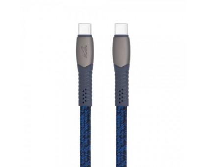 Кабель USB 2.0, PS6105 BL12, Type-C/Type-C, 3А, 60Вт, синий