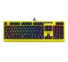 Механическая клавиатура A4Tech Bloody B810RC (Punk Yellow) NetBee+ KT15, LK Blue Sw, USB, RGB-подсветка, желтая