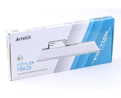 Клавіатура бездротова A4Tech FBK25 (White) Fstyler,  (BT + 2.4 ГГц), з акумулятором, quiet key, колір білий