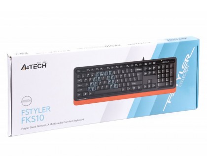 Клавиатура A4Tech Fstyler FKS10 (Grey), USB, цвет черный+оранжевый