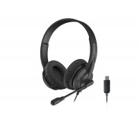 Гарнитура A4Tech HU-10 (Black) наушники с микрофоном и регулятором громкости, USB, цвет черный