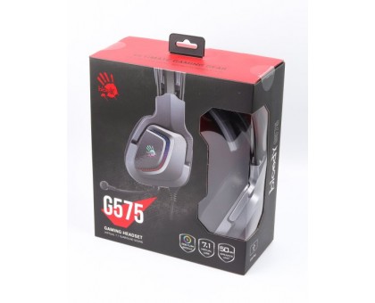 Гарнитура игровая Bloody G575 (Grey) с микрофоном, Hi Fi, 7.1 виртуальный звук, RGB подсветка, USB