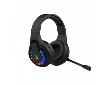 Гарнитура игровая Bloody GR230 (Black) с микрофоном, Neon LED Bluetooth+2.4GHz+3.5 jack, черный цвет