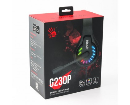 Гарнітура ігрова Bloody G230p з LED підсвічуванням, чорний колір, USB + 3.5 jack