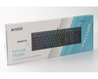 Клавіатура A4Tech Fstyler FX60H, сірий колір, USB, неонове підсвічування